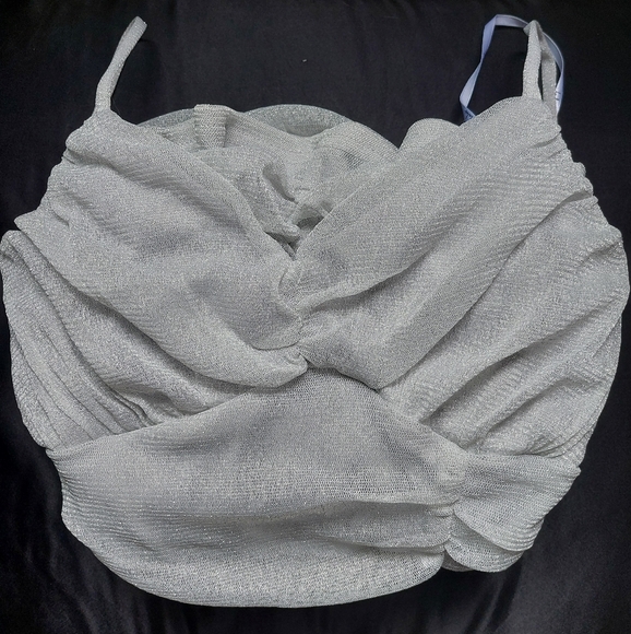 Lulus Get Ready to Sparkle Silver Ruched Mesh Bodycon Mini Dress XS - Picture 5 of 6